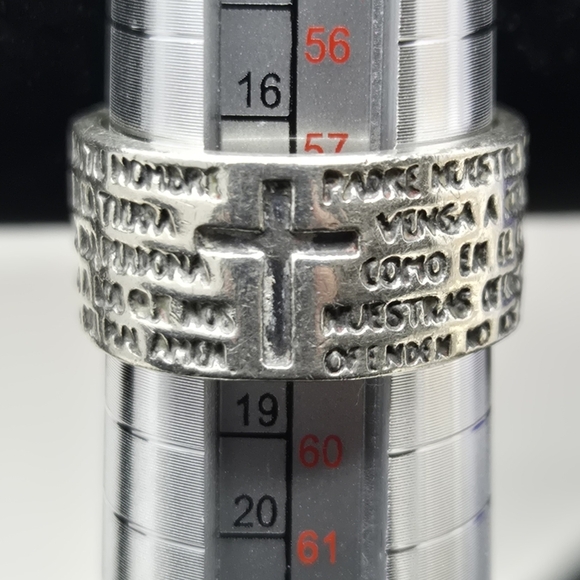 Our Father Ring Sz 8 Sterling Silver Wide Band Religious Prayer Latin Unisex - Picture 1 of 8